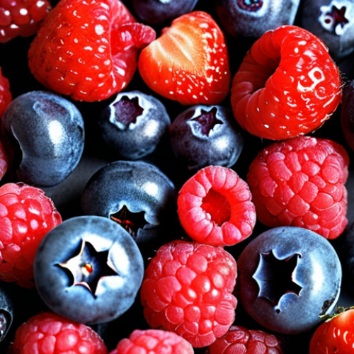 Home 4 **Image Prompt:** Close-up of various colorful berries (blueberries, raspberries, strawberries) scattered, highlighting their vibrant colors and natural texture. Focus on the "antioxidant power" concept. Soft, natural lighting.